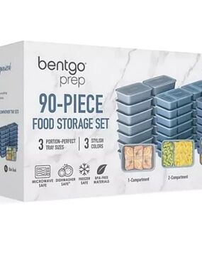 NEW Bentgo Prep 90-Piece Food Storage Set - Blue Portion Perfect Tray Sizes